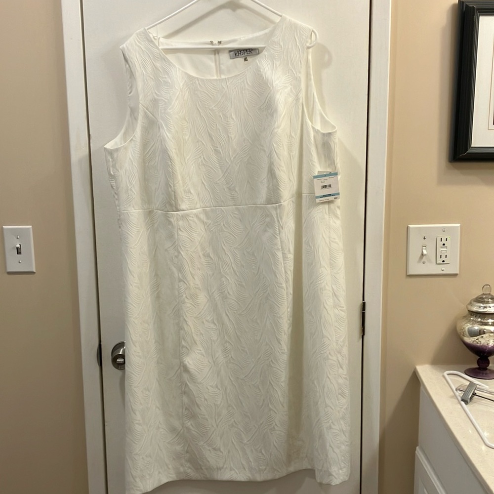 Kasper Vanilla Ice White Sleeveless Dress 20W NWT